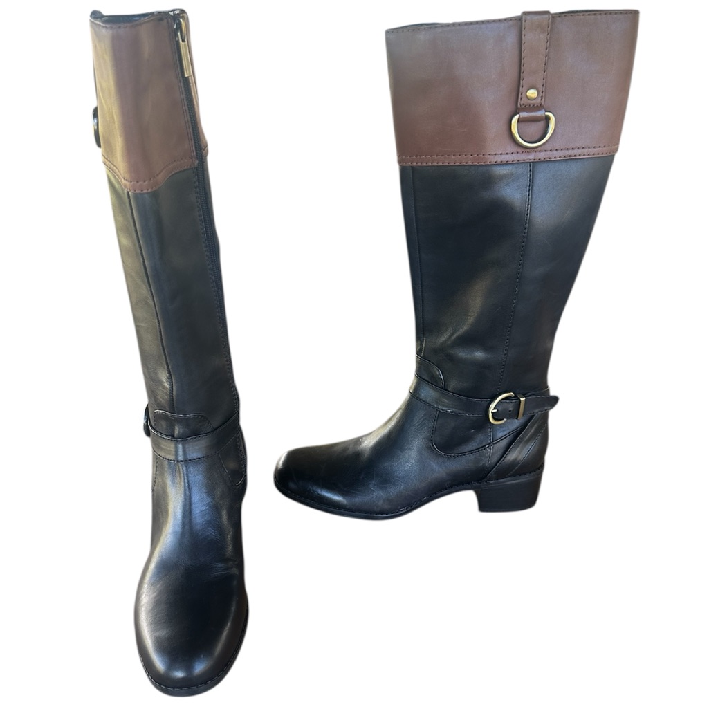 Bandolino Chamber Tall Riding Boots Black With Brown Two Toned Size 7